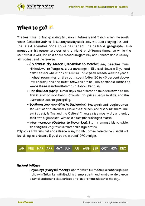 example page 3 from our offline Travel Guide for Sri Lanka